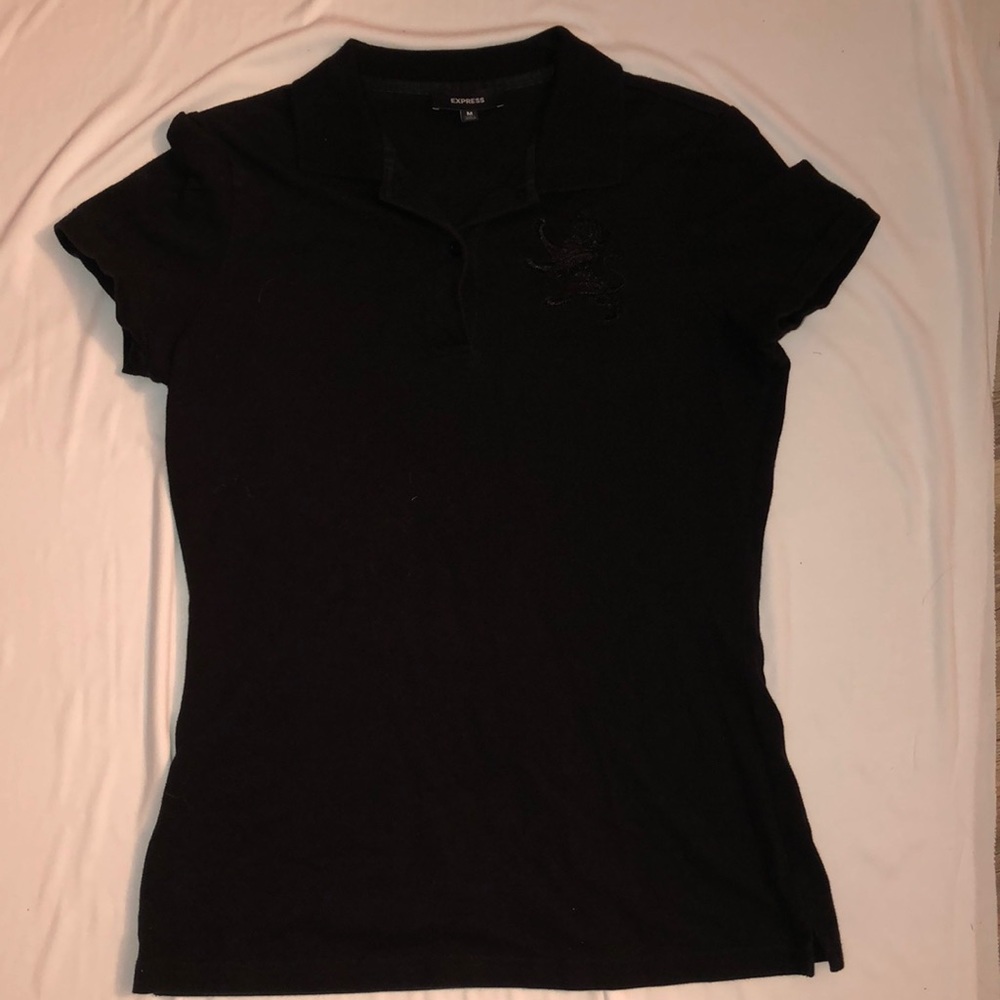 Black short sleeve top polo